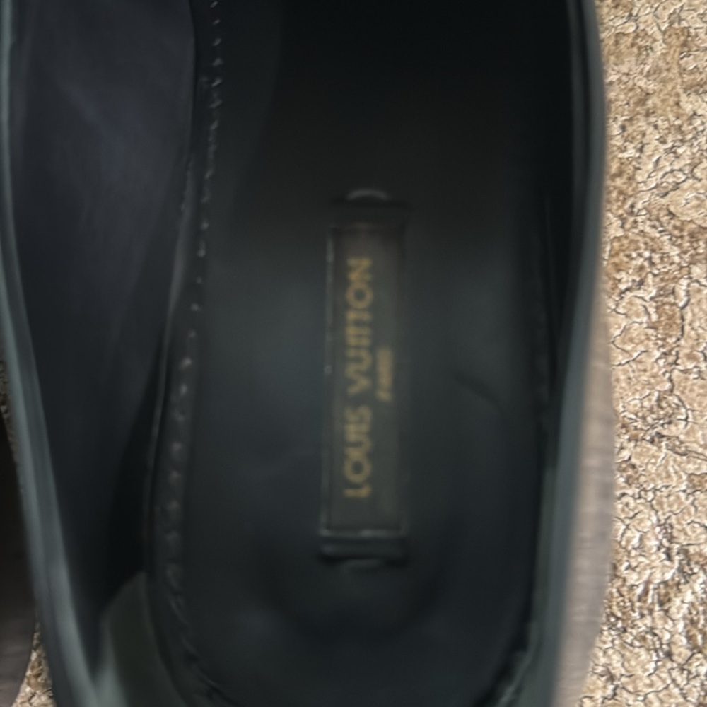 Louis Vuitton 2015 Women’s Loafers Black White Gold Heel Detail Size 7.5 Luxury - Picture 13 of 15